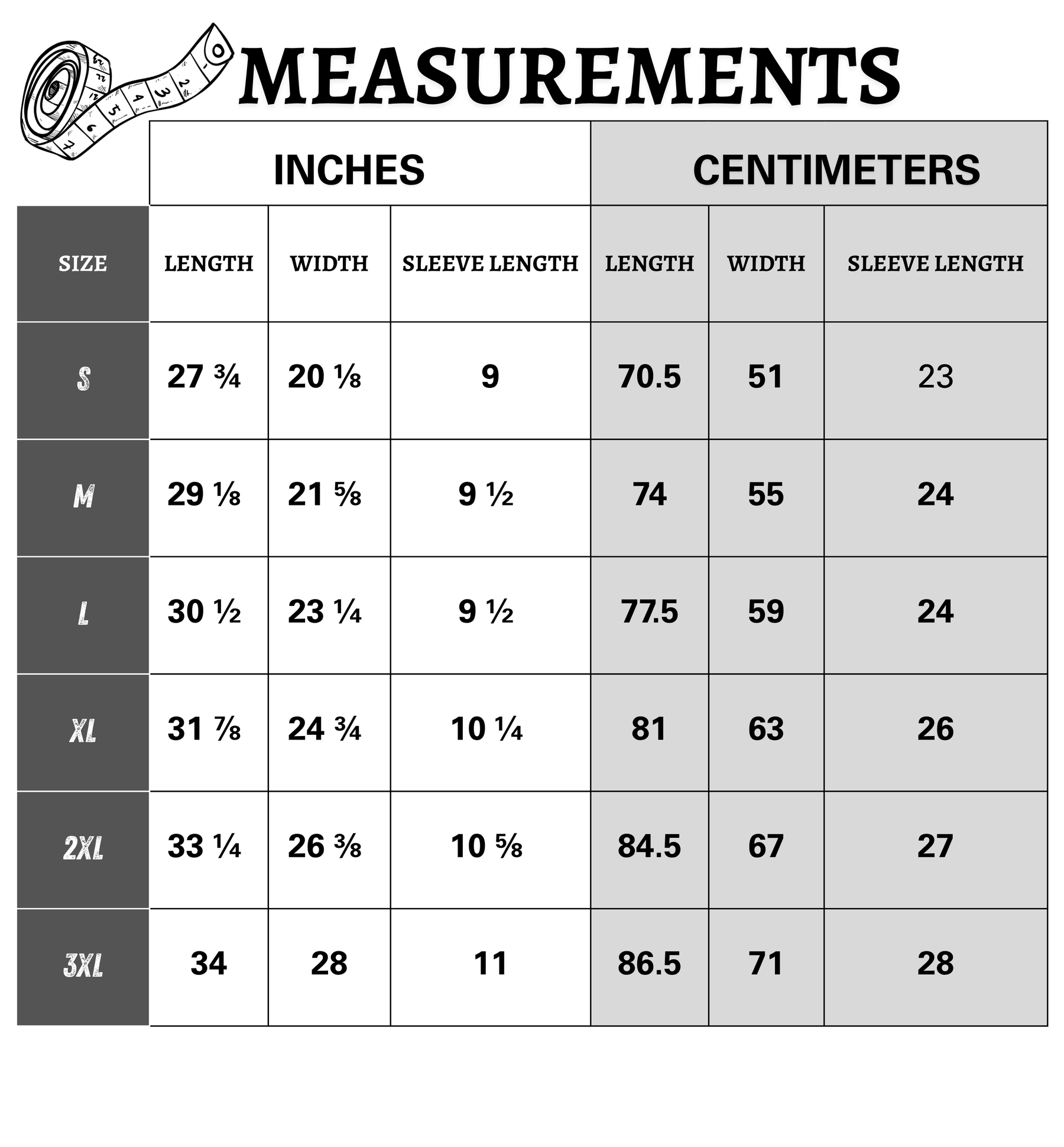 Size chart