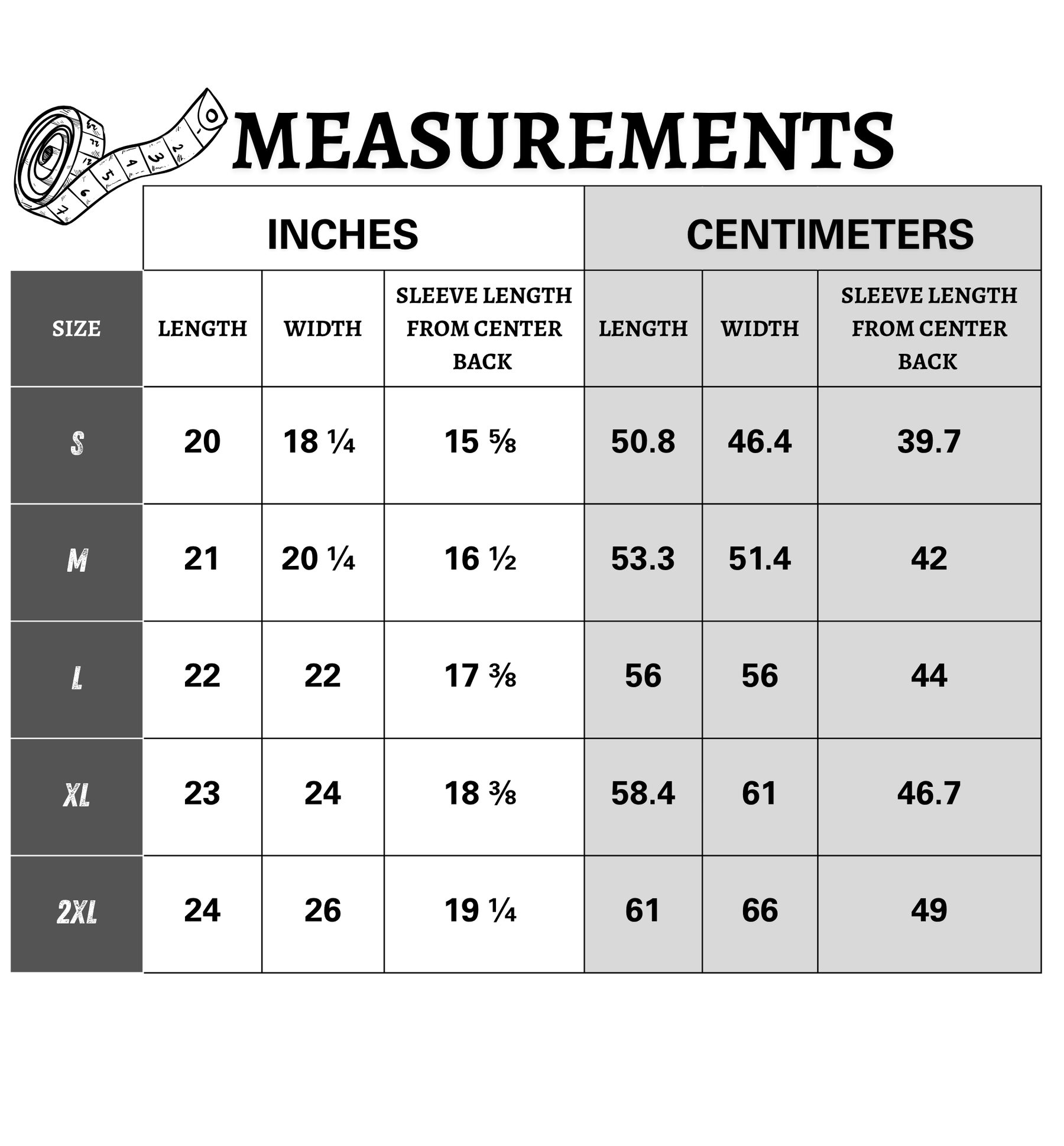 Size chart