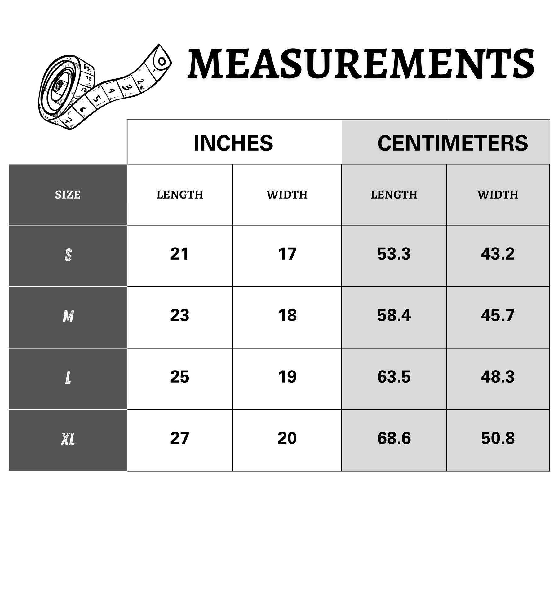 Size chart