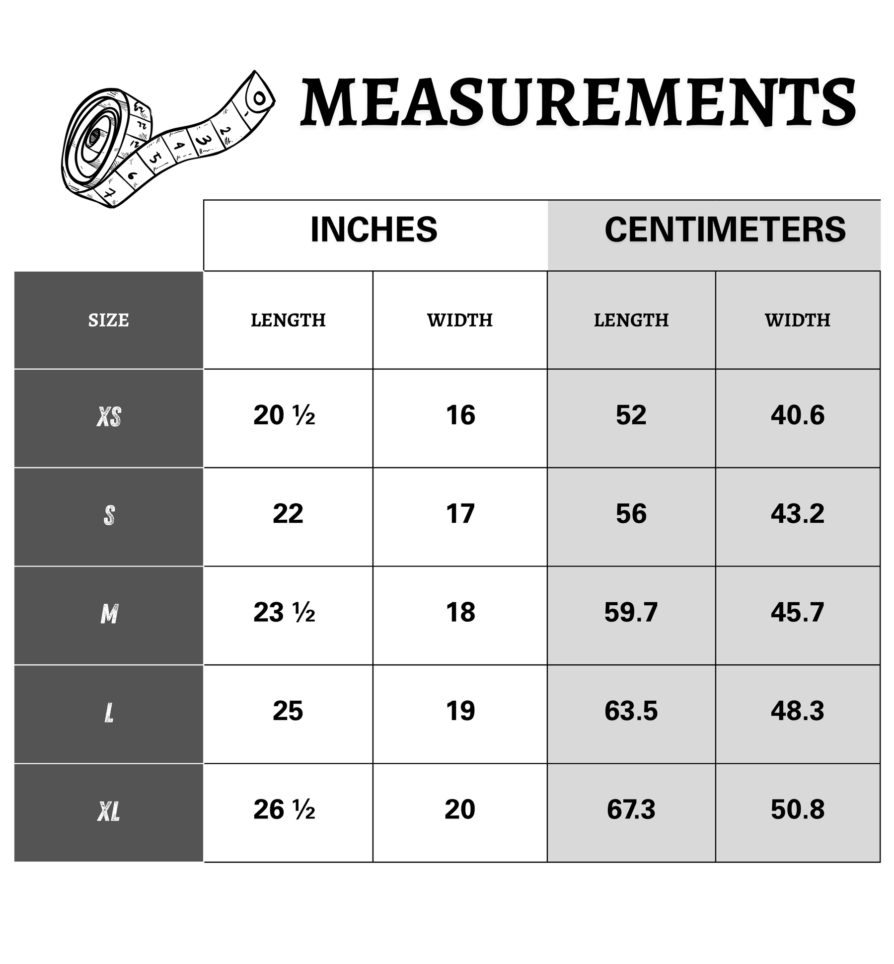 Size chart