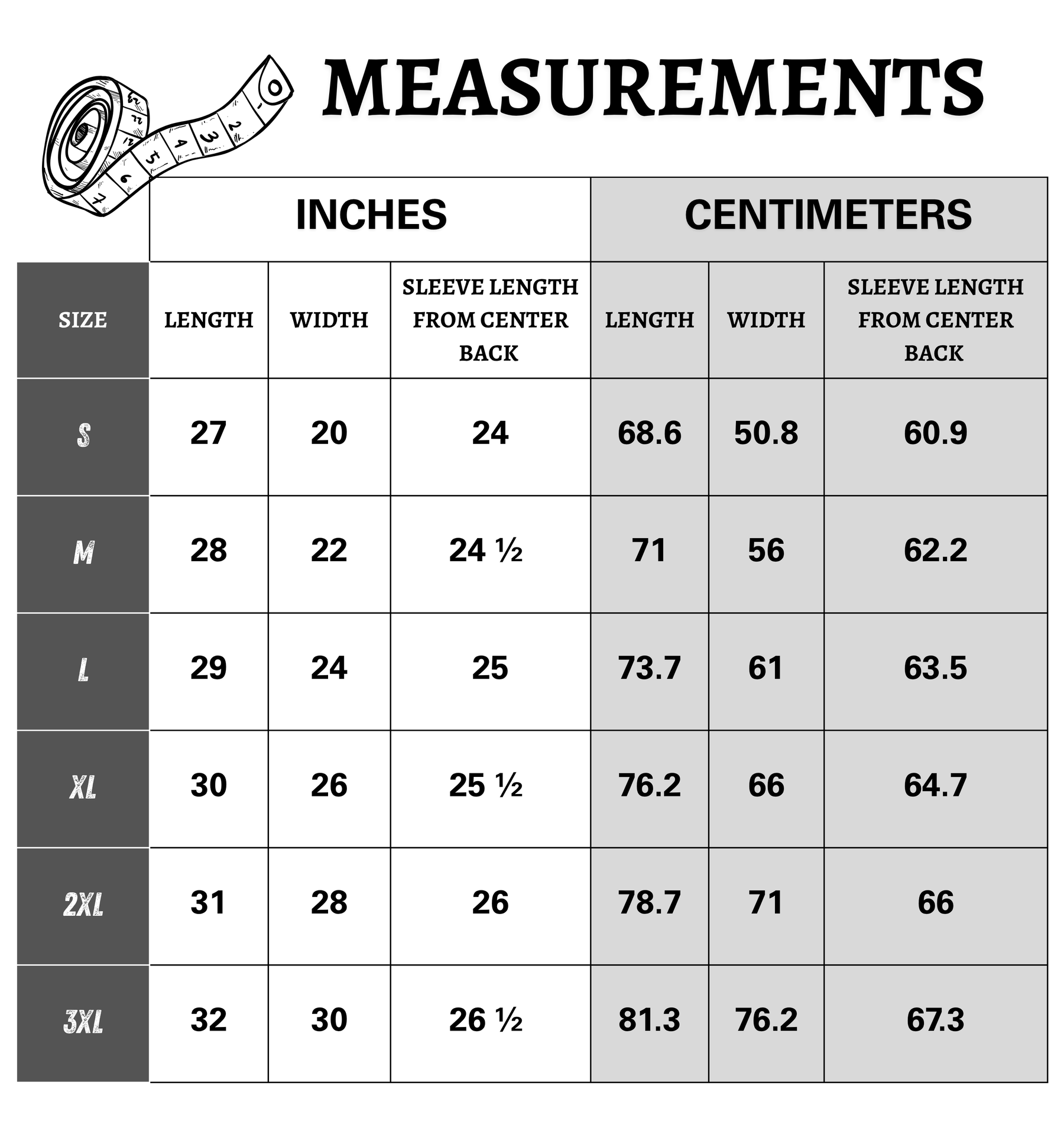 Size chart