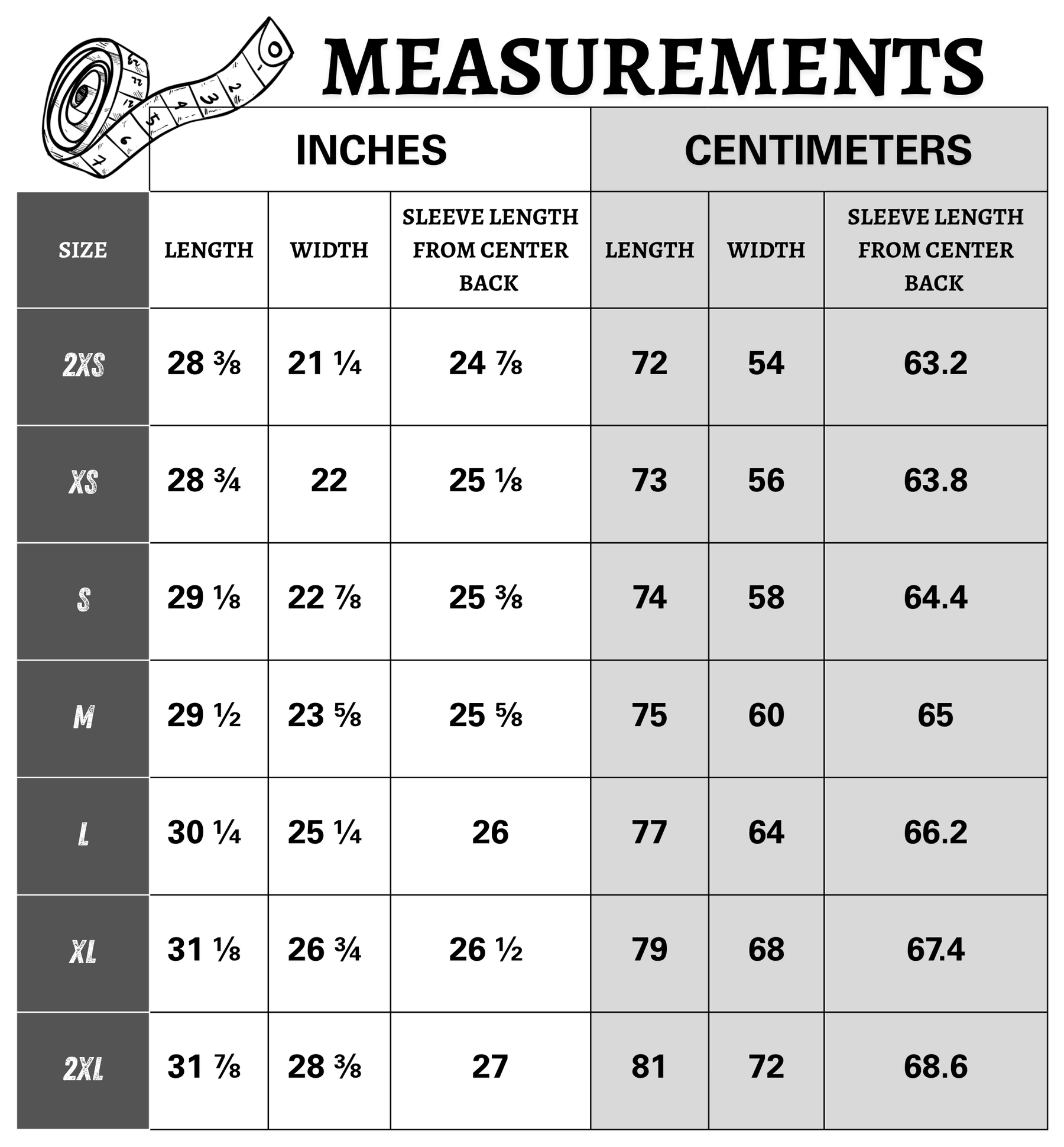 Size chart