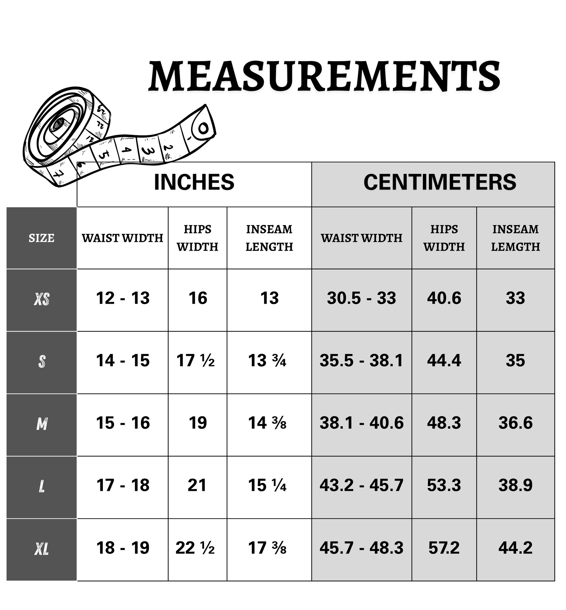 Size chart