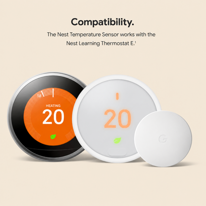 Google Nest Temperature Sensor- That Works with Nest Learning Thermostat and Nest Thermostat E - Smart Home, White