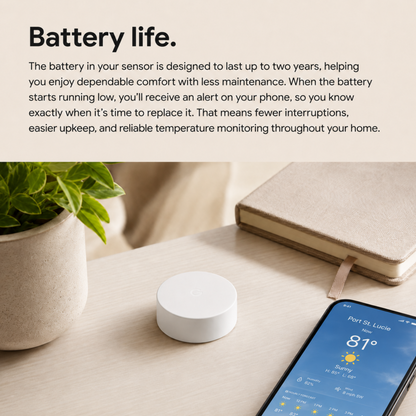 Google Nest Temperature Sensor- That Works with Nest Learning Thermostat and Nest Thermostat E - Smart Home, White