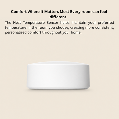 Google Nest Temperature Sensor- That Works with Nest Learning Thermostat and Nest Thermostat E - Smart Home, White