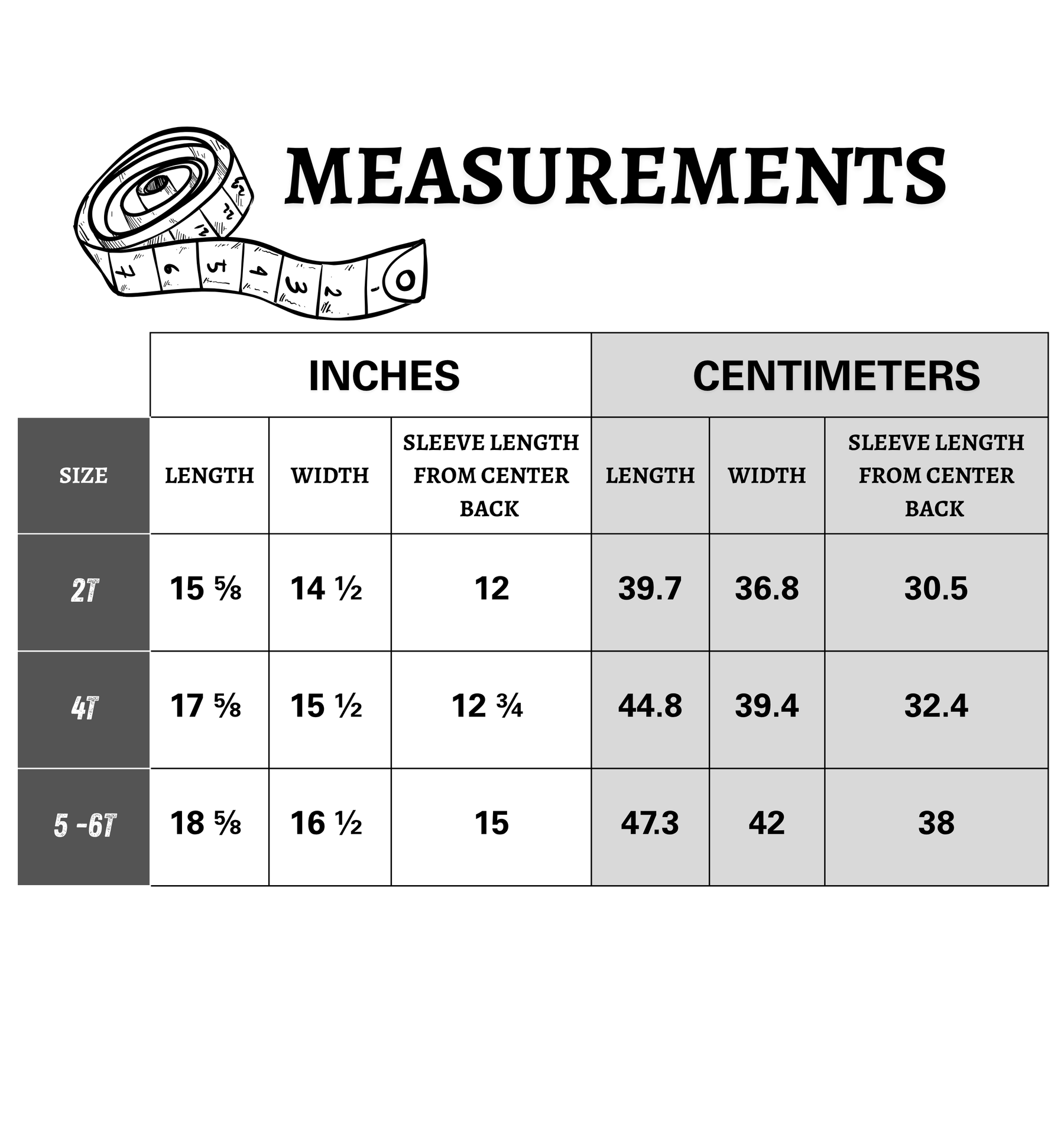 Size chart