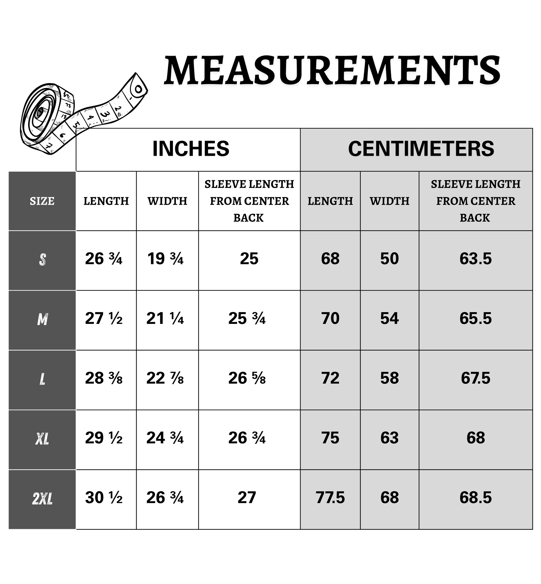 Size chart