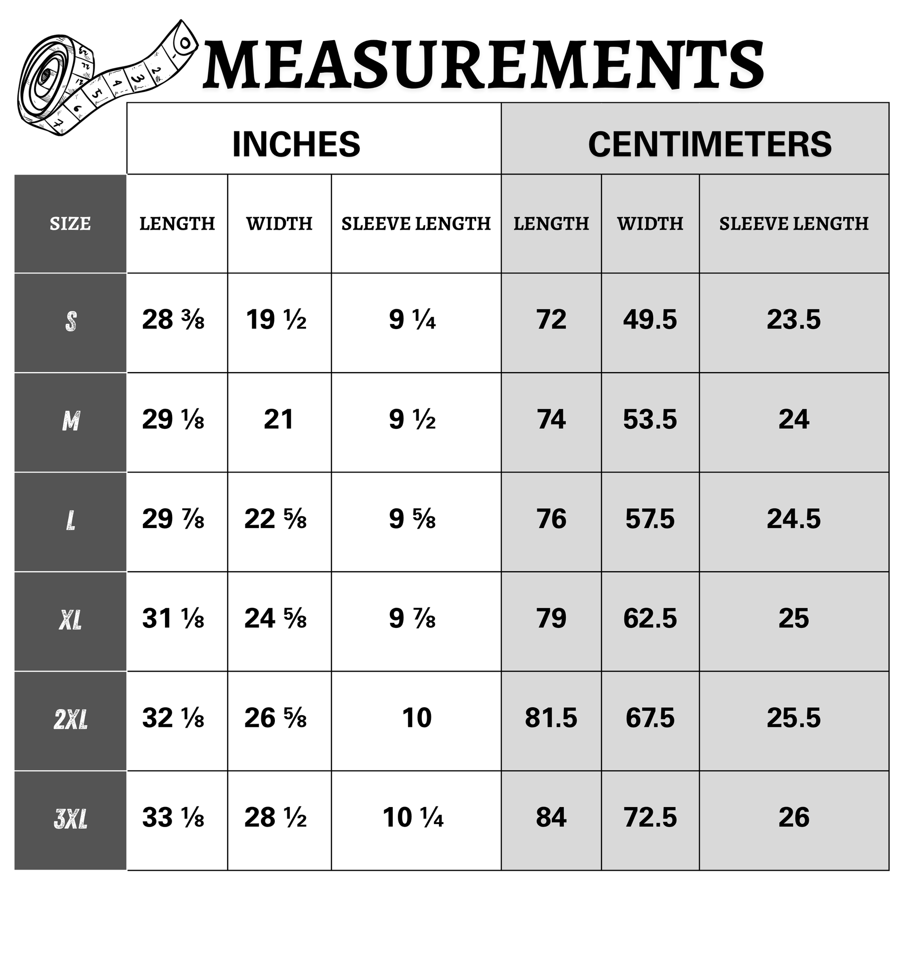 Size chart