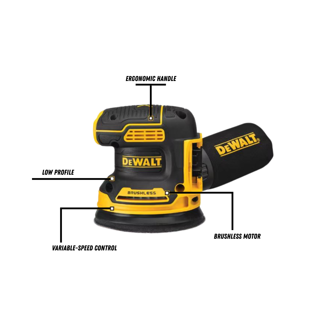 20V MAX XR Cordless Brushless 5 in. Random Orbital Sander (Tool Only) by Dewalt
