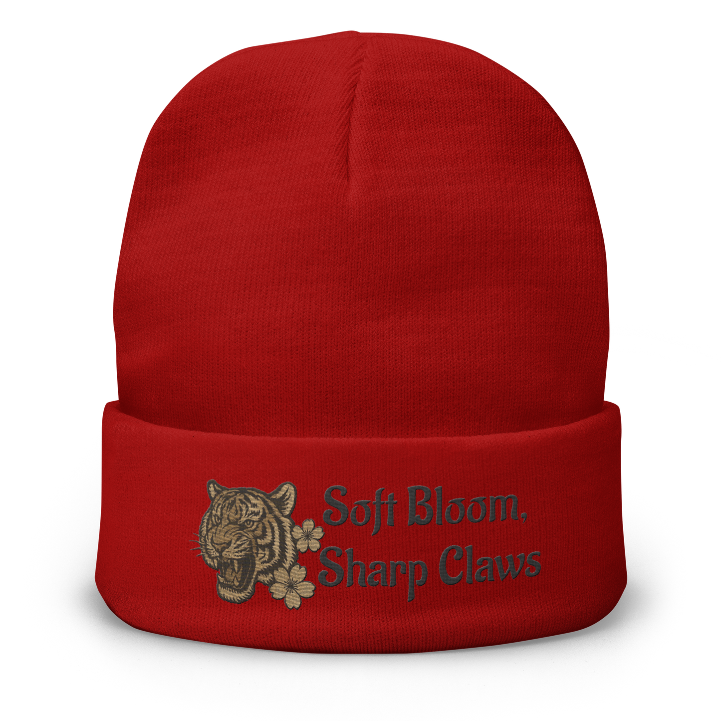 Women’s Knit Beanie – Soft Bloom with Sharp Claws Embroidery