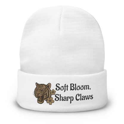 Women’s Knit Beanie – Soft Bloom with Sharp Claws Embroidery