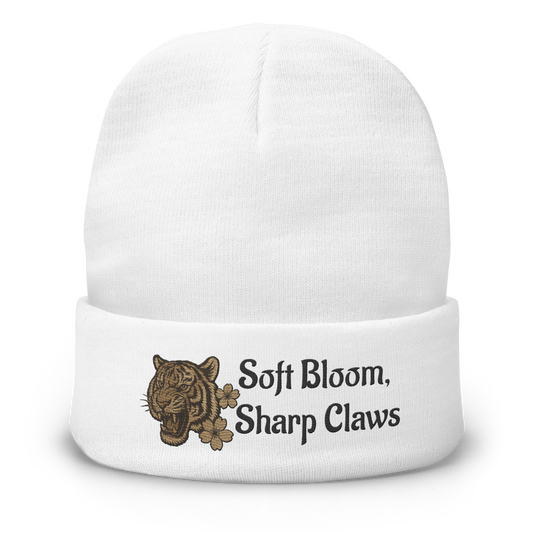 Women’s Knit Beanie – Soft Bloom with Sharp Claws Embroidery