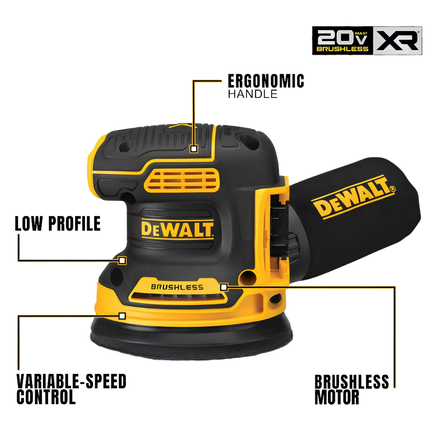 20V MAX XR Cordless Brushless 5 in. Random Orbital Sander (Tool Only) by Dewalt